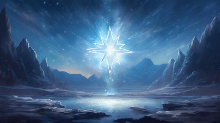 an image of a serene, starlit sky as a backdrop, with a glimmering star at its center. Surround the star with a soft glow, radiating hope and inspiration, symbolizing the final thoughts that uplift and guide us.