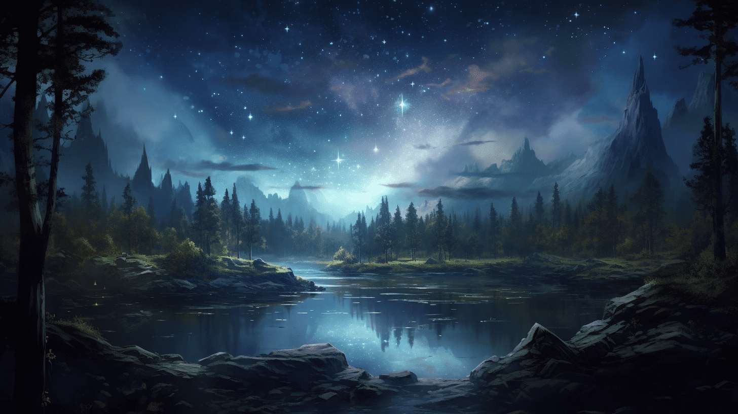 an image that showcases a serene night sky, with a radiant star shining brightly amidst constellations. The star's light softly illuminates a tranquil landscape, symbolizing hope, healing, and divine guidance.